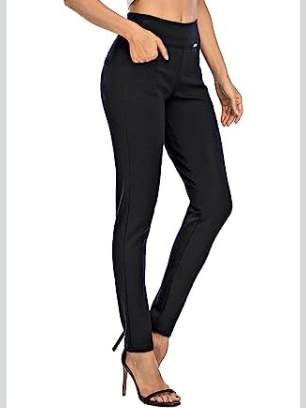 Women’s Black Skinny Ponte Pants with Stretch Waistband 2 Front Pockets SIZE 4